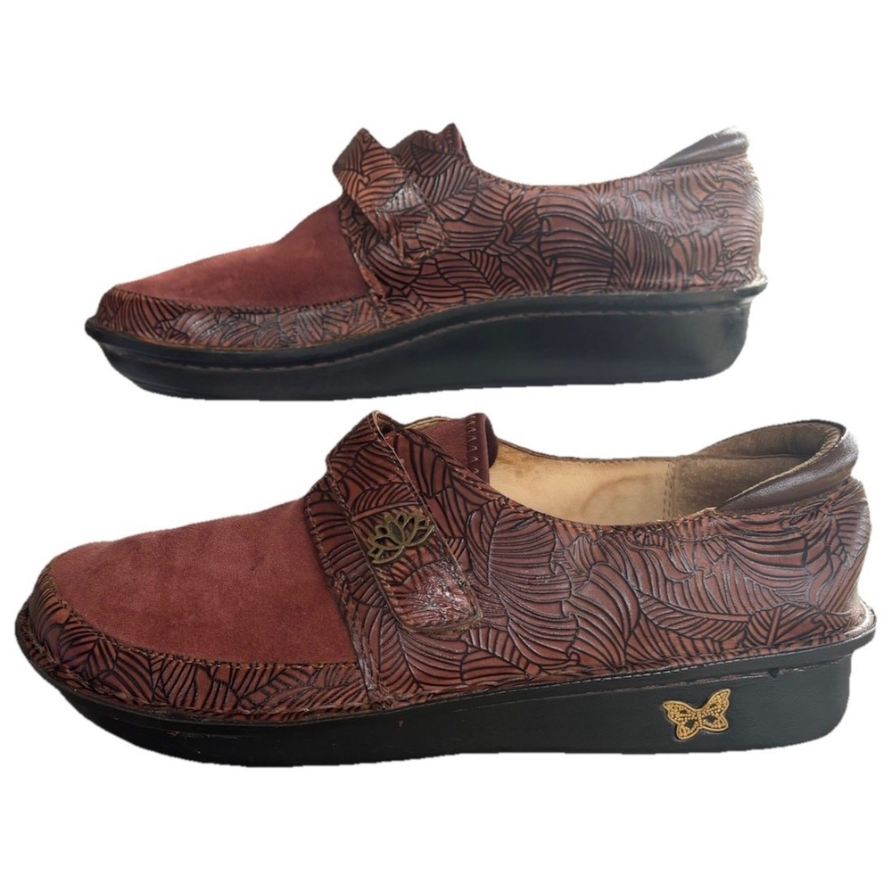 Alegria Brenna Brown Leather & Suede Boho Slip-on Shoe Women Sz (US 9-9.5) EUC